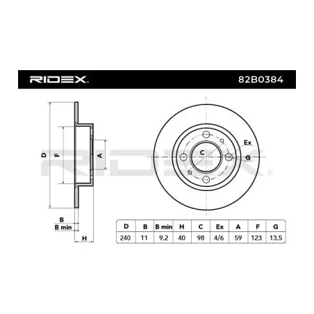 Disque de frein pour ALFA ROMEO, FIAT, FORD- 1715410, 1541804, 1541802, 9S511125AA, 9S511125CA BS511125AA