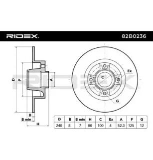 Disque de frein pour DACIA, RENAULT- 7701207823, 8200038305 8671018106