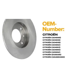 Disco de freno para CITROËN, FENGSHEN, PEUGEOT- 1618861980, 4246W9, 4246X8, 4246XB, 424952, 424953, 424990 E169198