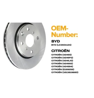 Disco de freno para CITROËN, JAC, PEUGEOT, TOYOTA- 435120H010, 435120H020, 435120H040 43512YZZAJ
