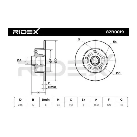 Disque de frein pour AUDI, SEAT, SKODA VW- 8D0615601B