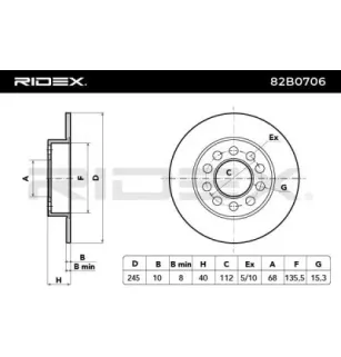 Disque de frein pour VAG- 895615601A, 8E0615601B 8E0615601P