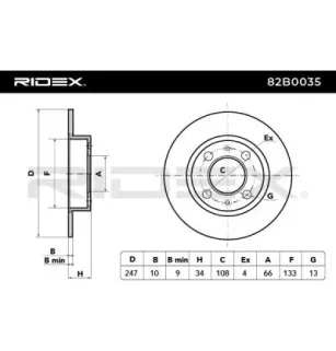 Disque de frein pour CITROËN, PEUGEOT- 1618859680, 424689, 4246A5, 424995, 91508338, 95661748, 96070525 E169001