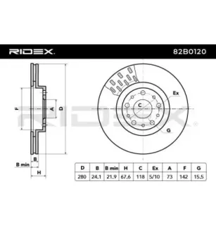 Disque de frein pour CITROËN, FIAT, MERITOR, PEUGEOT- 4249H8, 46806233, 4249E2, 4249K3, 424926, 4246Y1, 4246X9