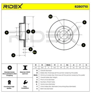 Disque de frein pour AUDI, AUTOBIANCHI, FIAT, FSO, INNOCENTI, LANCIA, SEAT, SKODA, VW YUGO- 46618703