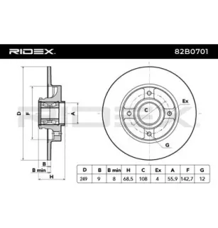 Disque de frein pour CITROËN, PEUGEOT- 4246Z9, 424934, 426Z9, E169195, E169506 E169510