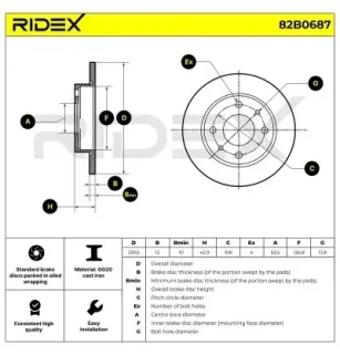 Disque de frein pour FORD, MAZDA- 1E0333251, 1E0333251A, 1E0333251B, 1E0333251C, 1E0333251D 1E0433251