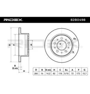 Disque de frein pour CITROËN, FIAT, PEUGEOT- 1607880480, 1618862980, 422835, 4246Y9, 424930, 424931, 4249A1, 4249G4 4249L0