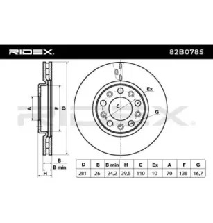 Disque de frein pour ALFA ROMEO, FIAT, JEEP- 51962485 52059150