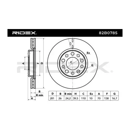 Disque de frein pour ALFA ROMEO, FIAT, JEEP- 51962485 52059150