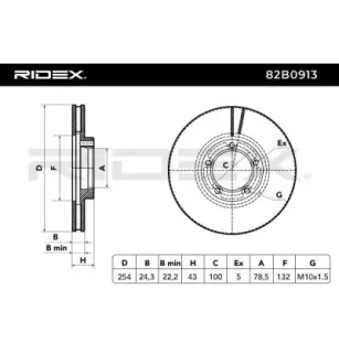 Disco de freno para FORD- 1514234, 5025610, 5029815, 5209815, 6952852, 92VX1125AA, 95VX1125AA, 95VX1125AAFC, 95VX1125AB EBT246