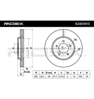 Disque de frein pour FORD, FORD USA, MAZDA- EF913325X, EF913325XA, EF913325XB, EF913325XC ZZDL3325X