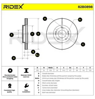 Disque de frein pour MAZDA, MITSUBISHI- MB618344, MB895444, MB928243, MN102018, MR389727, MR403943 MR449817