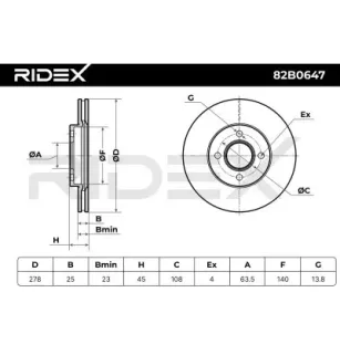 Disque de frein pour FORD- 1335684, 1360273, 1445625, 5S6Y1125AA, 5S6Y1125AB, 5S6Y1125AC 7S4Z1125A