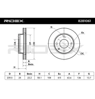 Disque de frein pour FORD- 1096104, 1595875, 1610869, 1619053, 1619054, 1619229, 1629474, 1629476, 1629482, 1629483, 1644844
