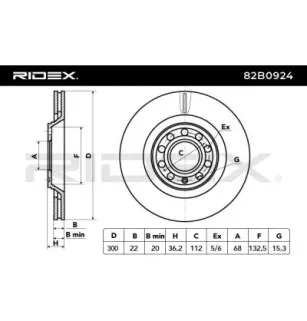 Disque de frein pour AUDI, SEAT, SKODA, VW- 8E0615601K 8E0615601R