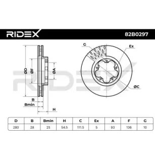 Disque de frein pour FORD- 1371394, 1503290, 1547061, 2256311, 6C111125B1B, 6C111125BA, 6C111125BB ME6C1J1125BB