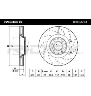 Disque de frein pour AUDI, VAG- 8D0615301K, 8D0615301M, 8E0615301AD 8E0615301AE