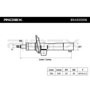 Amortisseur pour AUDI, SEAT, SKODA, VAG, VW- 1T0413031AS, 1T0413031AT, 1T0413031BA, 1T0413031BB