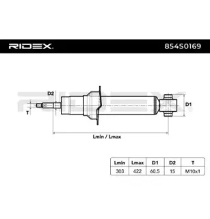 Amortisseur pour PEUGEOT- 5206AY, 5206FA, 5206FG, 5206JJ, 5206JK 5207AY