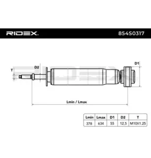 Amortisseur pour CITROËN, PEUGEOT- 5206CR, 5206T9, 5206AA, 5206EJ, 5206EW, 5206NL, 5206NN, 5206PY