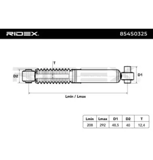 Amortisseur pour CITROËN, PEUGEOT- 5206F9, 5206G2, 5206F5, 5206G3, 5206G4, 5206G6, 5206G7, 5206G8