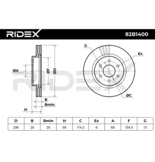 Disque de frein pour NISSAN- 402064KJ1B, 40206JR70B, 40206JR70C 40206JR70D