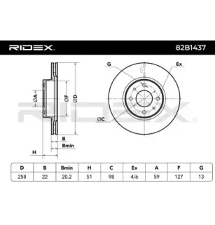 Disque de frein pour ALFA ROMEO, FIAT, LANCIA- 46445005, 71739639, 82433789 82451441