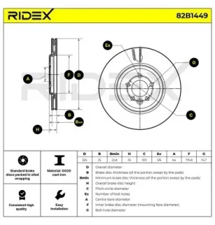 Disque de frein pour MG, ROVER- GBD90854 SDB000420