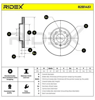 Disque de frein pour SEAT, SKODA, VAG- 5Q0615301A 5Q0615301E