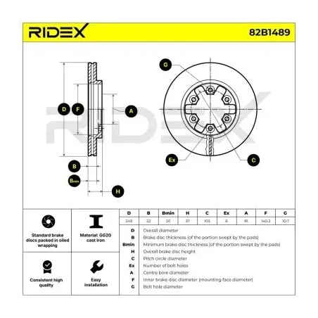 Disque de frein pour NISSAN- 4020601G00, 4020601G01, 4020601G03 4020603N00