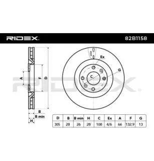 Disque de frein pour PEUGEOT- 4246T1, 4246V1, 4249G8, 9632105180, 9636155480