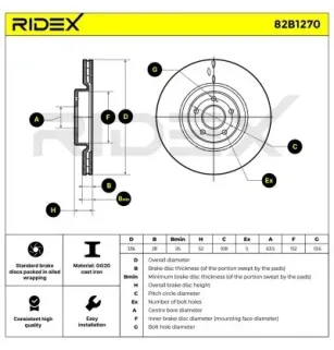 Disque de frein pour FORD- 1569253 9M511125AA