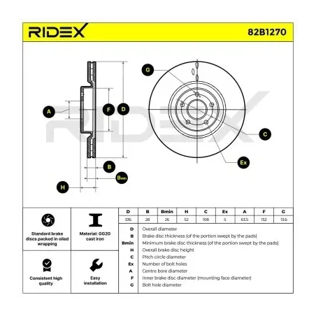 Disque de frein pour FORD- 1569253 9M511125AA