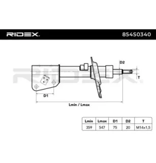 Amortisseur pour RENAULT- 8200117296, 8200117297, 8200117298, 8200237374, 8200237375, 8200237376