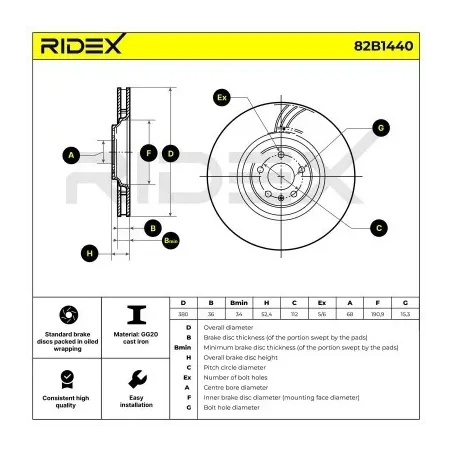 Disque de frein pour VAG- 4H0615301AA, 4H0615301AB, 4H0615301G 4H0615301L