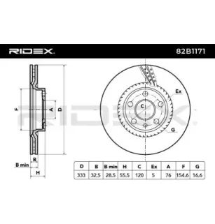 Disque de frein pour AUDI, SEAT, SKODA, VW- 7H0615301E, 7H0615301F