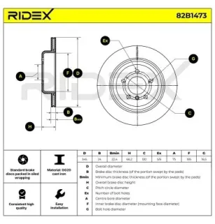 Disque de frein pour BMW- 34206797607, 34206894382, 6797607 6894382