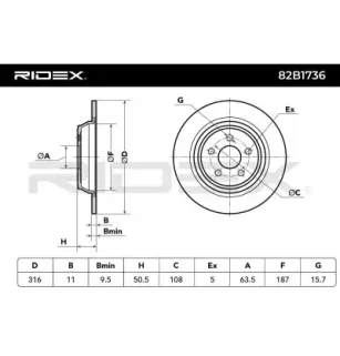 Disque de frein pour FORD- 2019881, 2312261, 5310798 E1GC2A315CC