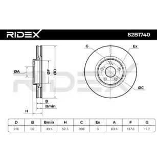 Disque de frein pour FORD, FORD USA- 2019816, 5312312, E1GC1125EC E1GC1125ED