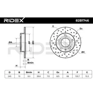 Disque de frein pour VAG- 895615601A, 8E0615601B 8E0615601P