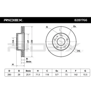 Disque de frein pour CITROËN, FIAT, PEUGEOT- 1607872180, 1612435180, 1612435280, 424928, 424929 4249K2