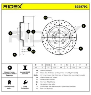 Disque de frein pour FORD, VOLVO- 30666802, 30769113, 31341645 31471039