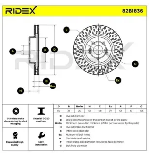 Disque de frein pour RENAULT- 7701208843 8200443024