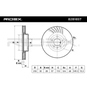 Disque de frein pour AUDI, SEAT, SKODA, VW- 80A615301E 8W0615301H