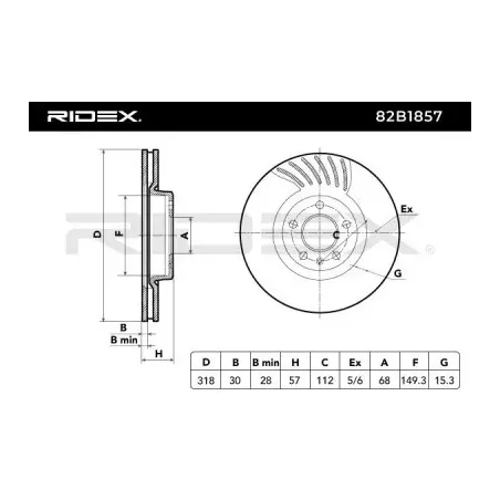 Disque de frein pour AUDI, SEAT, SKODA, VW- 80A615301E 8W0615301H