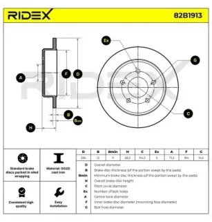 Disque de frein pour FORD, FORD USA- 1941018, 3760664, 4087729, F5TZ2C026A, YL242C026AA YL242C026AB