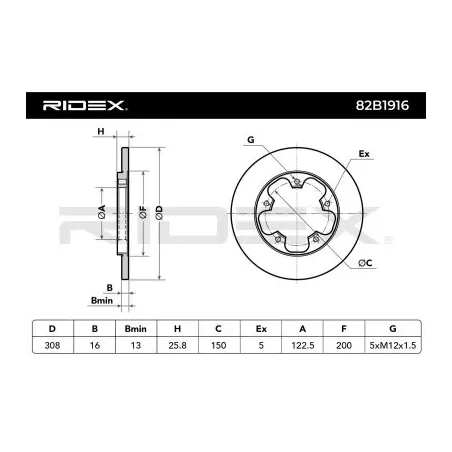 Disque de frein pour FORD- 1815599, 2226519, BK312A315AB KK312A315AA