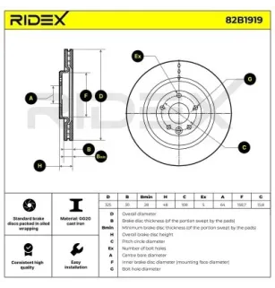 Disque de frein pour JAGUAR- T4A2342 T4N1801