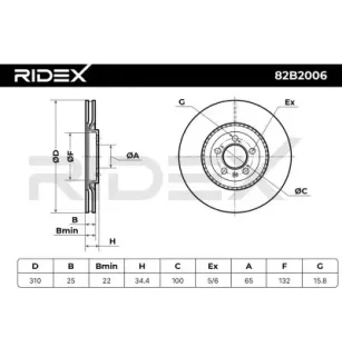 Disque de frein pour AUDI, SEAT, SKODA, VW- 6R0615301B 6R0615301E